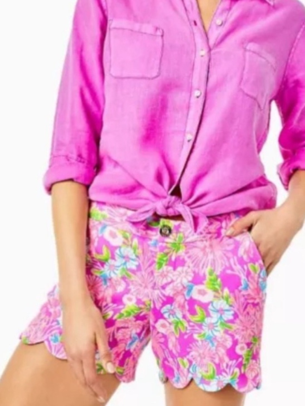 Lilly Pulitzer Moms the Word Buttercup Knit Stretch Shorts Pink Women Size 2 NWT